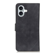For iPhone 16 KHAZNEH Retro Texture Leather Phone Case(Black)