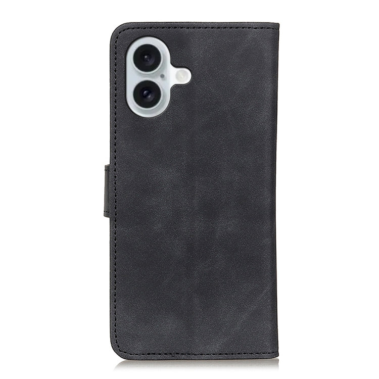 For iPhone 16 KHAZNEH Retro Texture Leather Phone Case(Black)