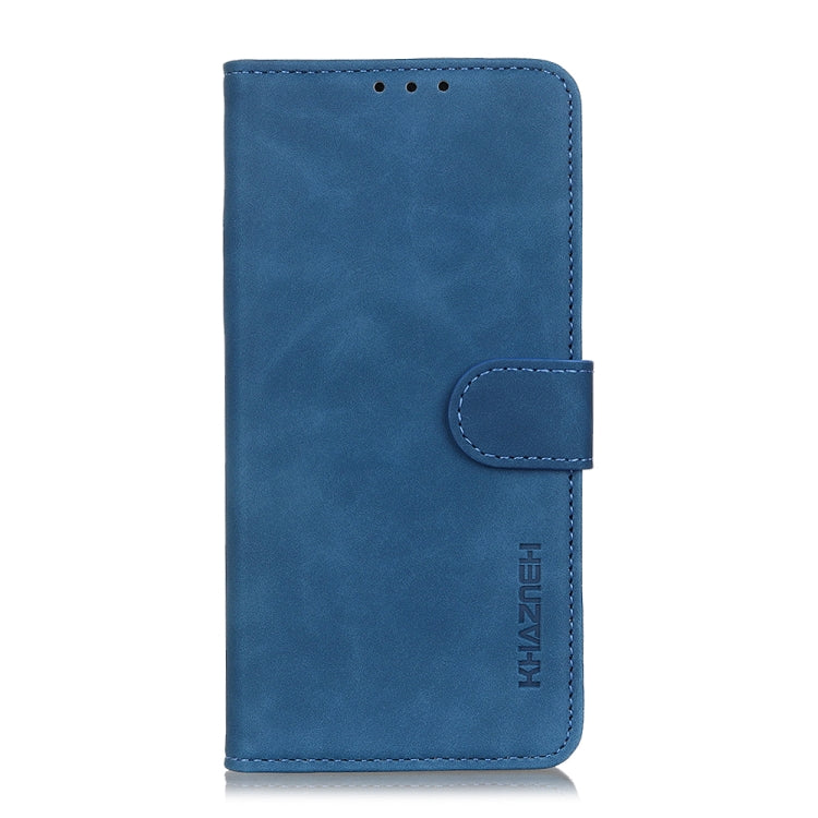 For iPhone 16 Plus KHAZNEH Retro Texture Leather Phone Case(Blue)