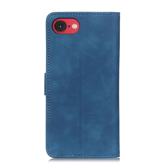 For iPhone 16e KHAZNEH Retro Texture Leather Phone Case(Blue)