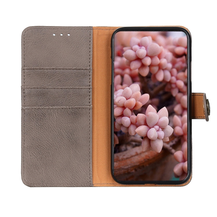 For iPhone 16 Pro KHAZNEH Cowhide Texture Horizontal Flip Leather Phone Case(Khaki)