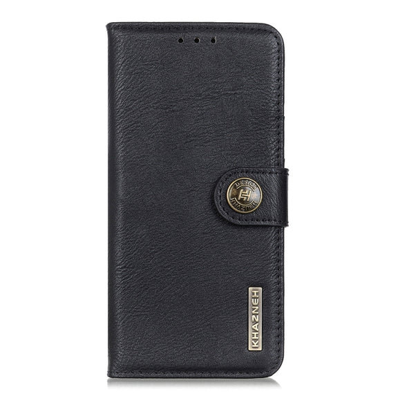 For iPhone 16 Pro Max KHAZNEH Cowhide Texture Horizontal Flip Leather Phone Case(Black)