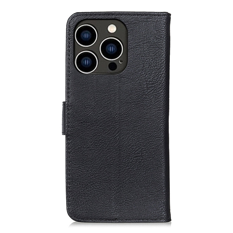 For iPhone 16 Pro Max KHAZNEH Cowhide Texture Horizontal Flip Leather Phone Case(Black)
