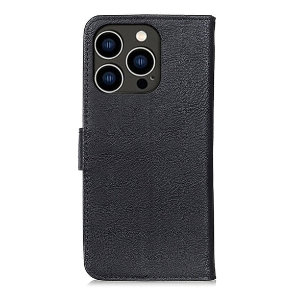 For iPhone 16 Pro Max KHAZNEH Cowhide Texture Horizontal Flip Leather Phone Case(Black)