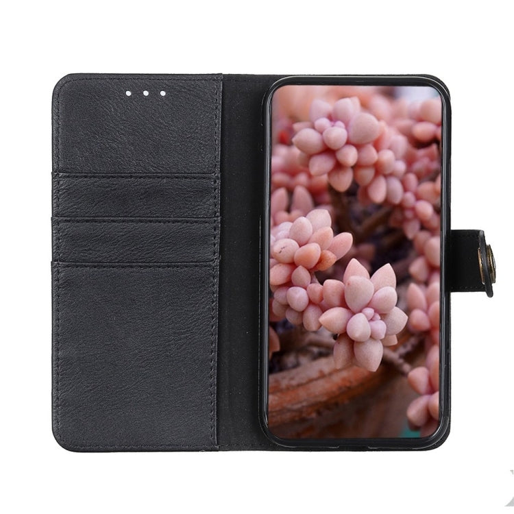 For iPhone 16 Pro Max KHAZNEH Cowhide Texture Horizontal Flip Leather Phone Case(Black)