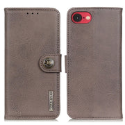 For iPhone 16e KHAZNEH Cowhide Texture Horizontal Flip Leather Phone Case(Khaki)