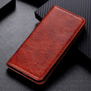 For iPhone 16 Pro Magnetic Crazy Horse Texture Horizontal Flip Leather Phone Case(Brown)