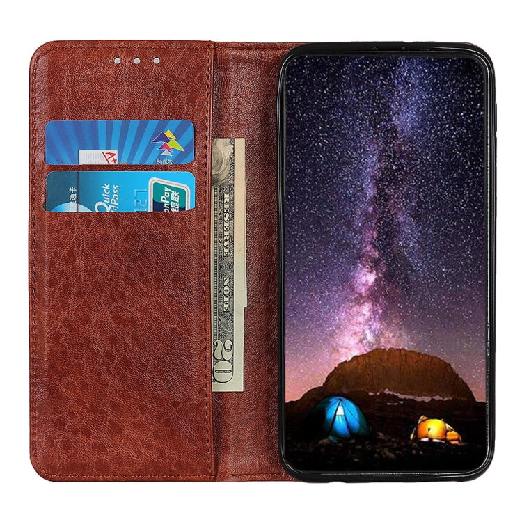 For iPhone 16 Pro Magnetic Crazy Horse Texture Horizontal Flip Leather Phone Case(Brown)