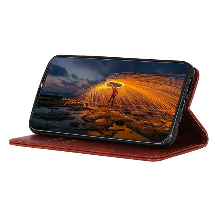 For iPhone 16 Pro Magnetic Crazy Horse Texture Horizontal Flip Leather Phone Case(Brown)