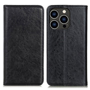 For iPhone 16 Pro Max Magnetic Crazy Horse Texture Horizontal Flip Leather Phone Case(Black)