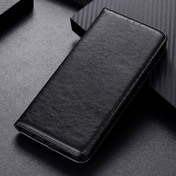 For iPhone 16 Pro Max Magnetic Crazy Horse Texture Horizontal Flip Leather Phone Case(Black)
