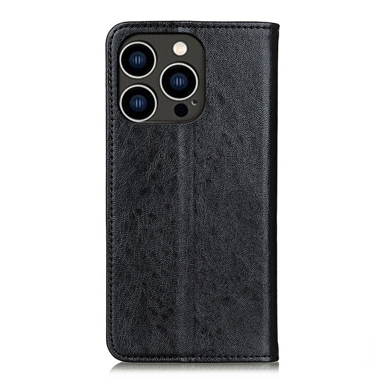 For iPhone 16 Pro Max Magnetic Crazy Horse Texture Horizontal Flip Leather Phone Case(Black)