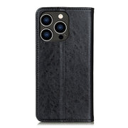 For iPhone 16 Pro Max Magnetic Crazy Horse Texture Horizontal Flip Leather Phone Case(Black)