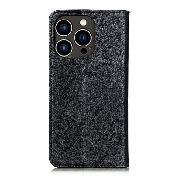 For iPhone 16 Pro Max Magnetic Crazy Horse Texture Horizontal Flip Leather Phone Case(Black)