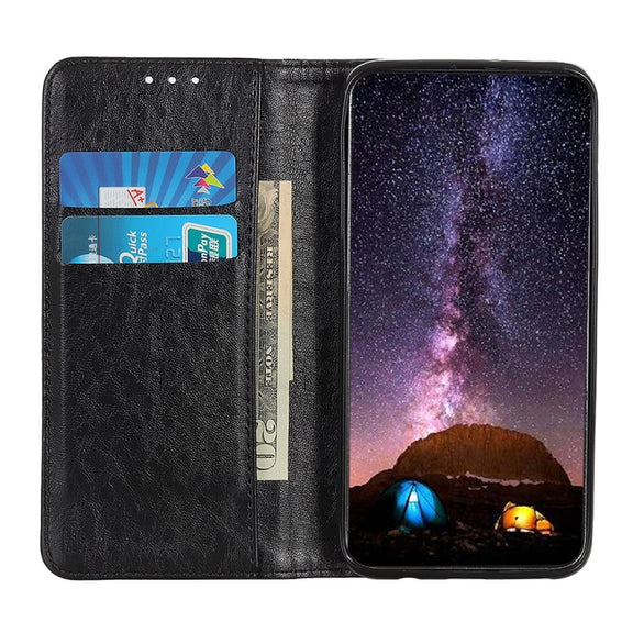 For iPhone 16 Pro Max Magnetic Crazy Horse Texture Horizontal Flip Leather Phone Case(Black)