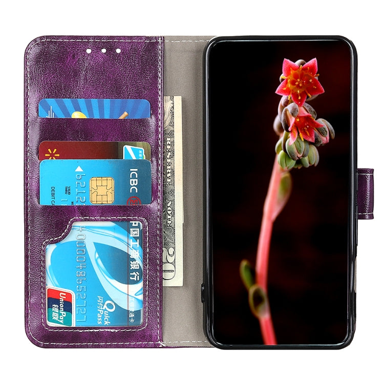 For iPhone 16 Plus Retro Crazy Horse Texture Horizontal Flip Leather Phone Case(Purple)