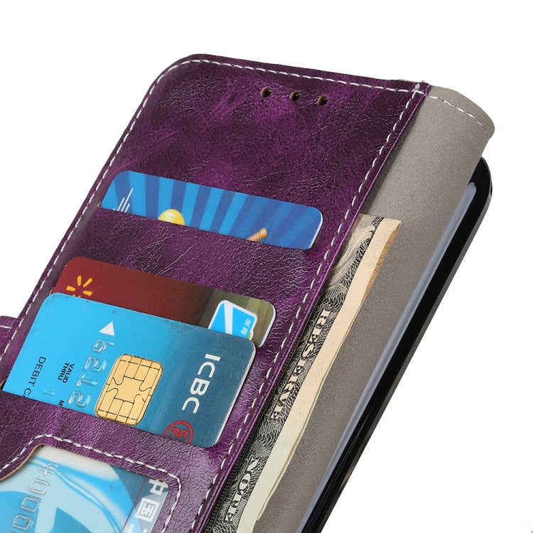 For iPhone 16 Plus Retro Crazy Horse Texture Horizontal Flip Leather Phone Case(Purple)
