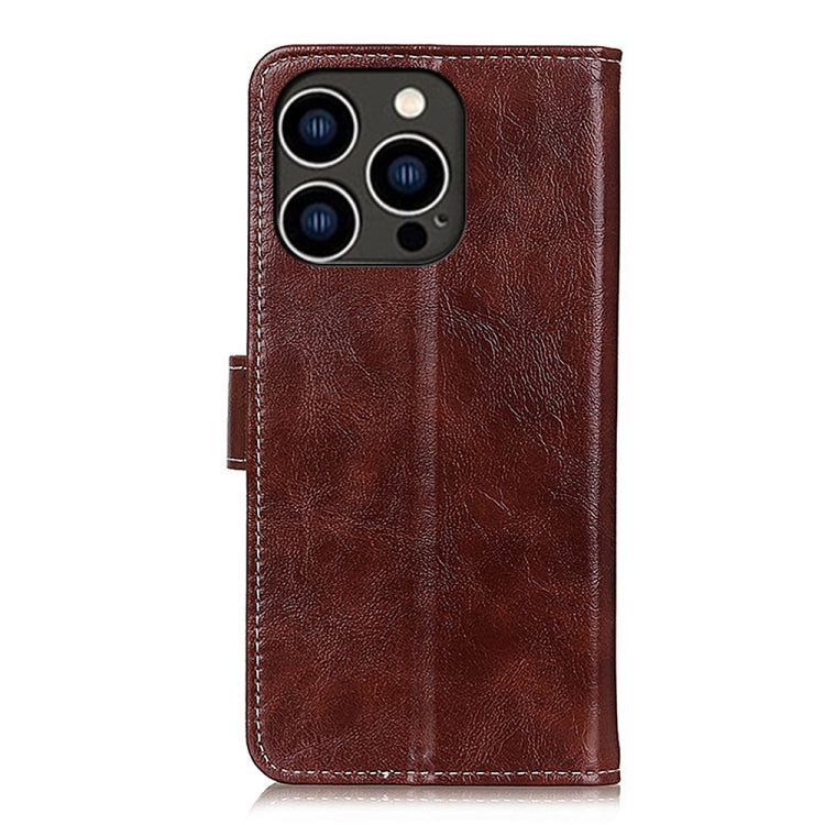 For iPhone 16 Pro Retro Crazy Horse Texture Horizontal Flip Leather Phone Case(Brown)