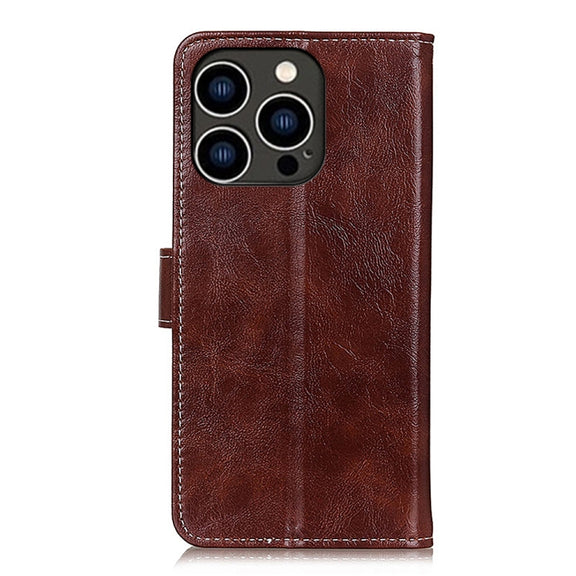 For iPhone 16 Pro Retro Crazy Horse Texture Horizontal Flip Leather Phone Case(Brown)