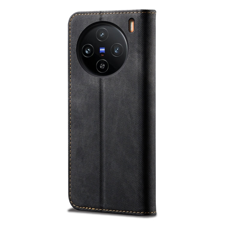For vivo X100 Denim Texture Flip Leather Phone Case(Black)