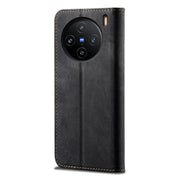 For vivo X100 Denim Texture Flip Leather Phone Case(Black)