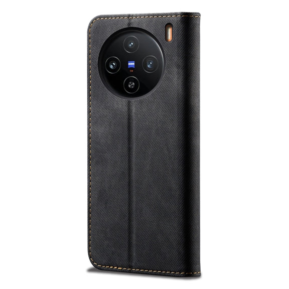 For vivo X100 Denim Texture Flip Leather Phone Case(Black)