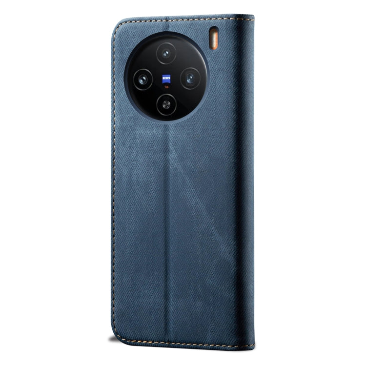 For vivo X100 Denim Texture Flip Leather Phone Case(Blue)