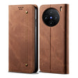 For vivo X100 Pro Denim Texture Flip Leather Phone Case(Brown) - vivo Tempered Glass by imak | Online Shopping South Africa | PMC TechLife | Buy Now Pay Later Mobicred