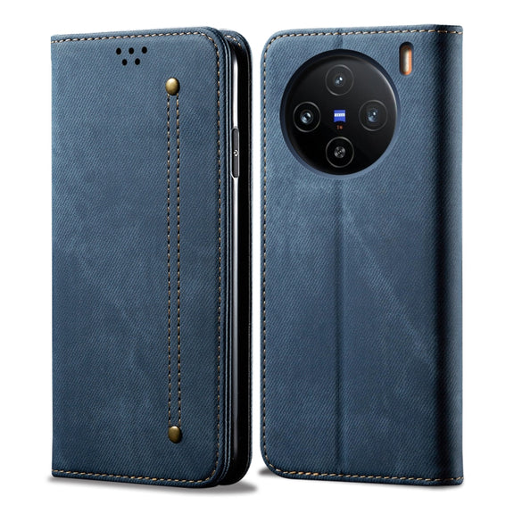 For vivo X100 Pro Denim Texture Flip Leather Phone Case(Blue)