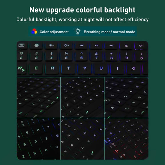 For iPad 10.2 2021 / 2020 / 2019 Integrated Bluetooth Keyboard Leather Case with Backlight & Touchpad(Black)