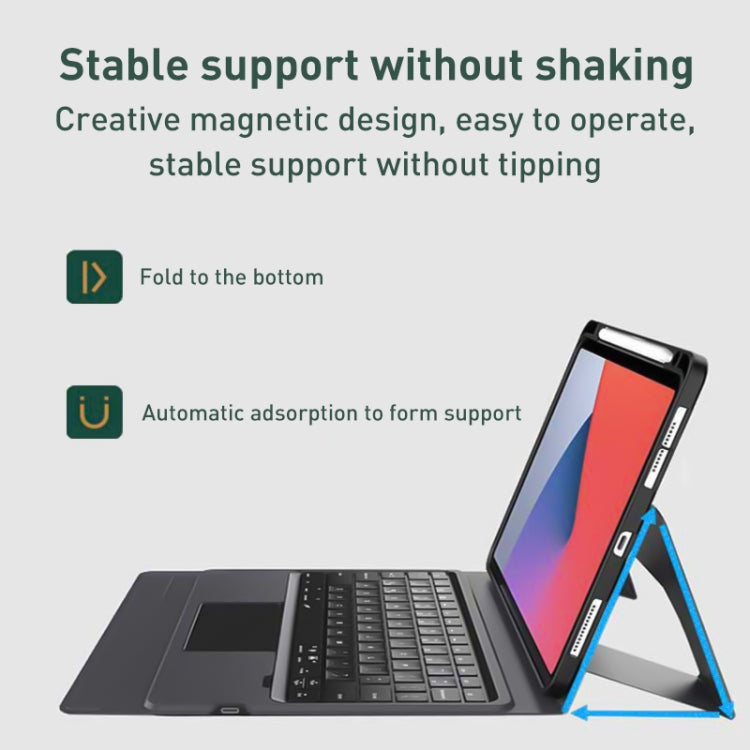 For iPad 10.2 2021 / 2020 / 2019 Integrated Bluetooth Keyboard Leather Case with Backlight & Touchpad(Black)