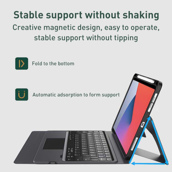 For iPad 10.2 2021 / 2020 / 2019 Integrated Bluetooth Keyboard Leather Case with Backlight & Touchpad(Black)