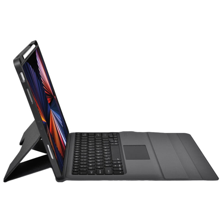 For iPad 10.2 2021 / 2020 / 2019 Integrated Bluetooth Keyboard Leather Case with Backlight & Touchpad(Black)