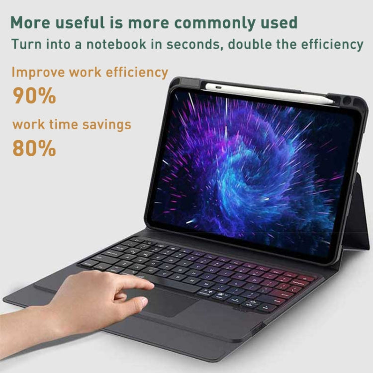 For iPad 10.2 2021 / 2020 / 2019 Integrated Bluetooth Keyboard Leather Case with Backlight & Touchpad(Black)