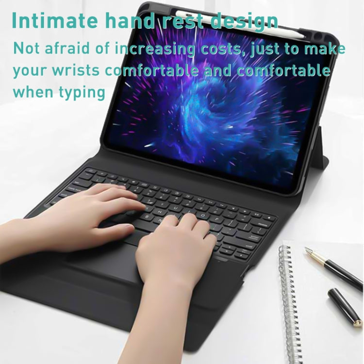 For iPad 10.2 2021 / 2020 / 2019 Integrated Bluetooth Keyboard Leather Case with Backlight & Touchpad(Black)