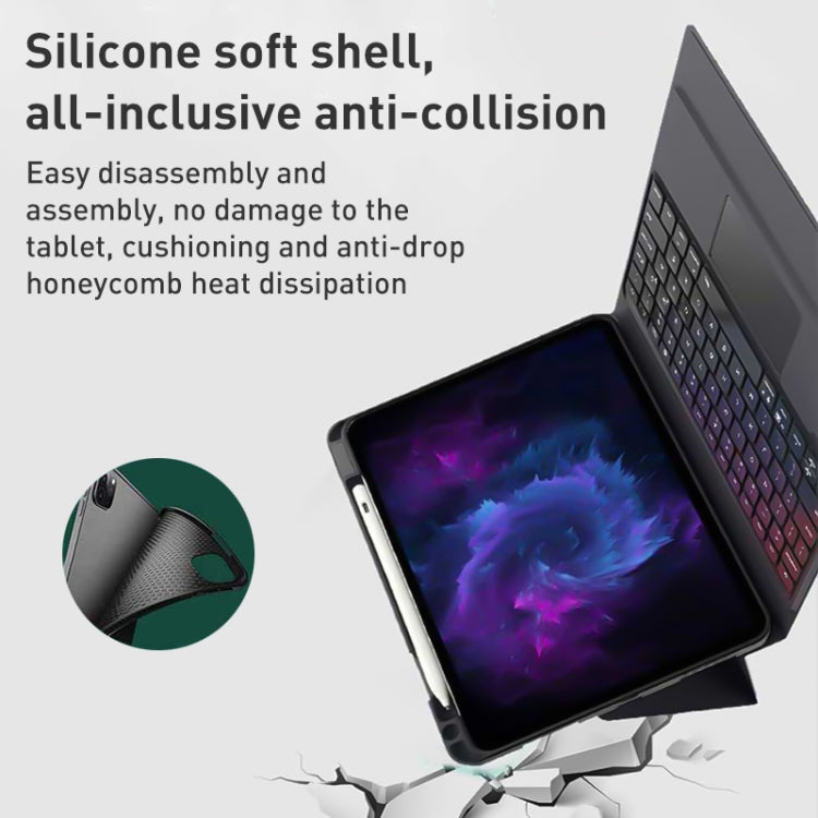 For iPad Air 2022 / 2020 Integrated Bluetooth Keyboard Leather Case with Backlight & Touchpad(Black)