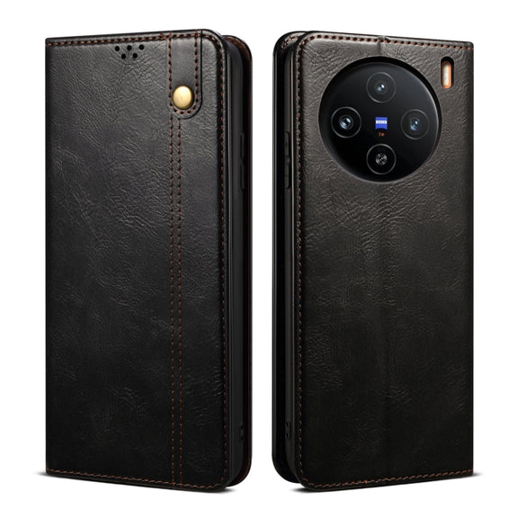 For vivo X100 Pro Oil Wax Crazy Horse Texture Leather Phone Case(Black)