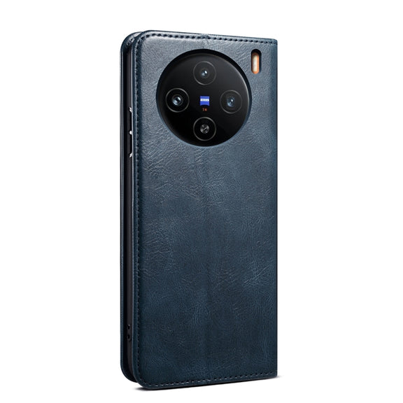 For vivo X100 Pro Oil Wax Crazy Horse Texture Leather Phone Case(Blue)