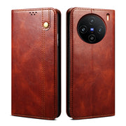For vivo X100 Oil Wax Crazy Horse Texture Leather Phone Case(Brown)