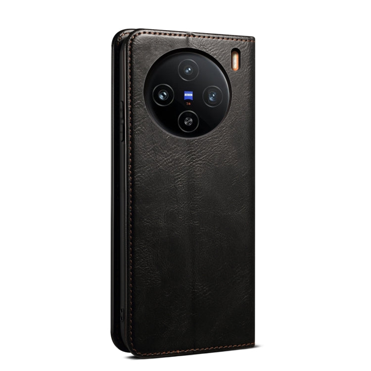 For vivo X100 Oil Wax Crazy Horse Texture Leather Phone Case(Black)