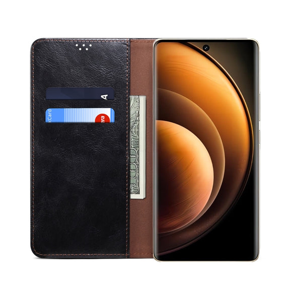 For vivo X100 Oil Wax Crazy Horse Texture Leather Phone Case(Black)