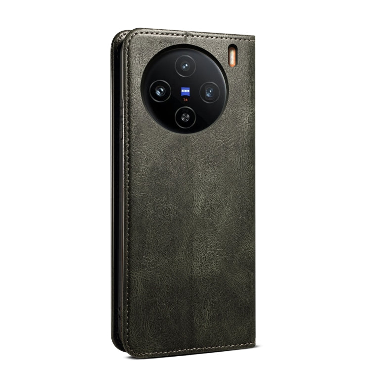 For vivo X100 Oil Wax Crazy Horse Texture Leather Phone Case(Green)