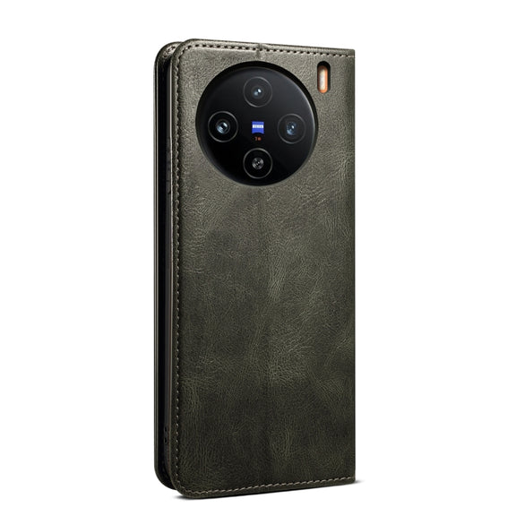For vivo X100 Oil Wax Crazy Horse Texture Leather Phone Case(Green)