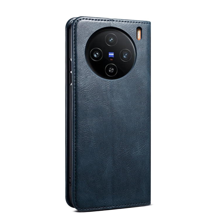 For vivo X100 Oil Wax Crazy Horse Texture Leather Phone Case(Blue)