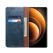 For vivo X100 Oil Wax Crazy Horse Texture Leather Phone Case(Blue)