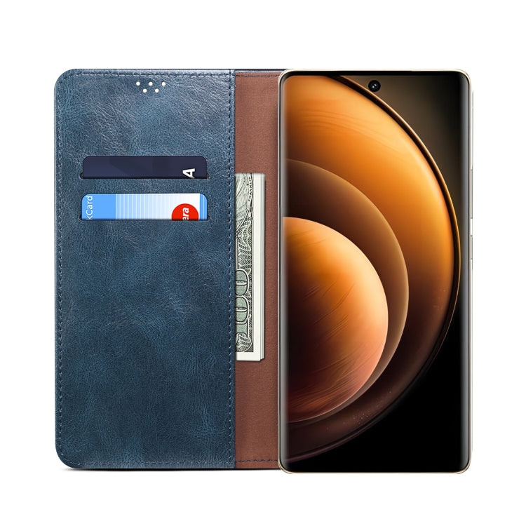 For vivo X100 Oil Wax Crazy Horse Texture Leather Phone Case(Blue)