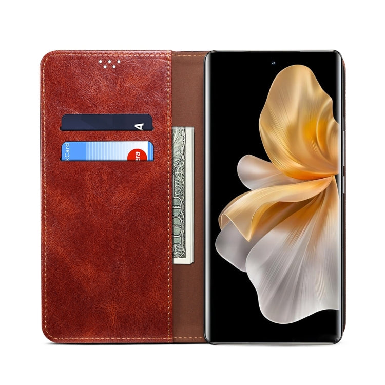 For vivo S18 Pro Oil Wax Crazy Horse Texture Leather Phone Case(Brown)