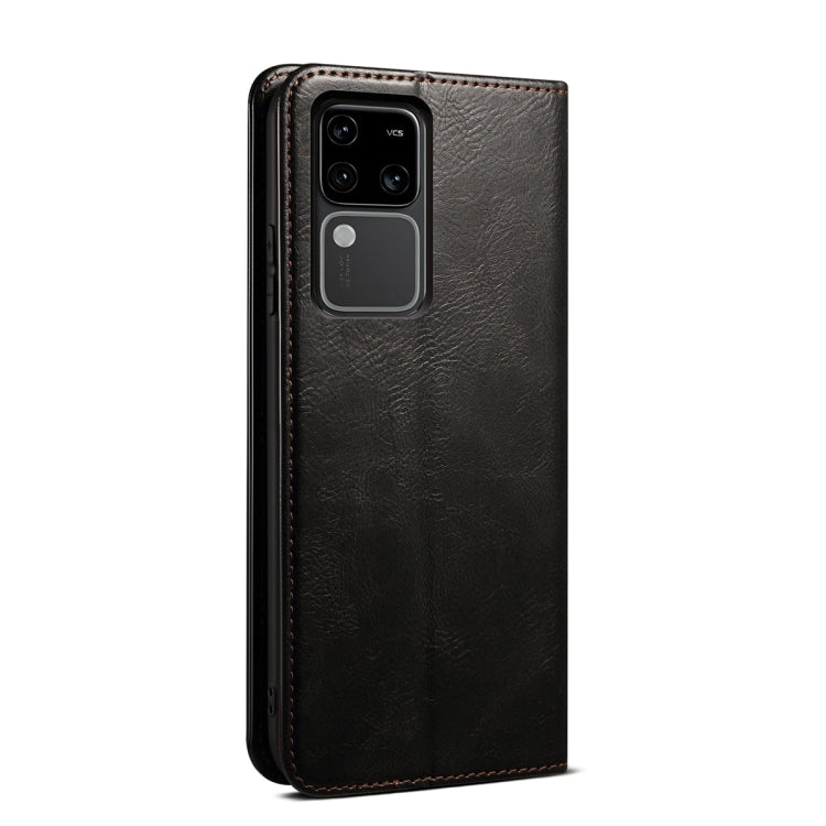 For vivo S18 Oil Wax Crazy Horse Texture Leather Phone Case(Black)