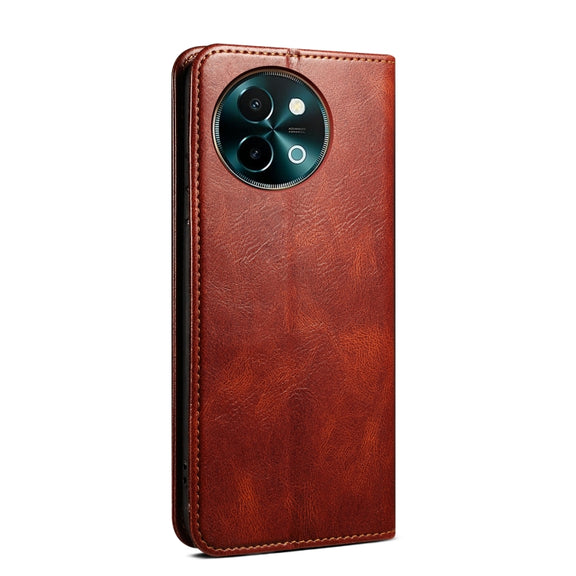 For vivo Y38 5G Global Oil Wax Crazy Horse Texture Leather Phone Case(Brown)