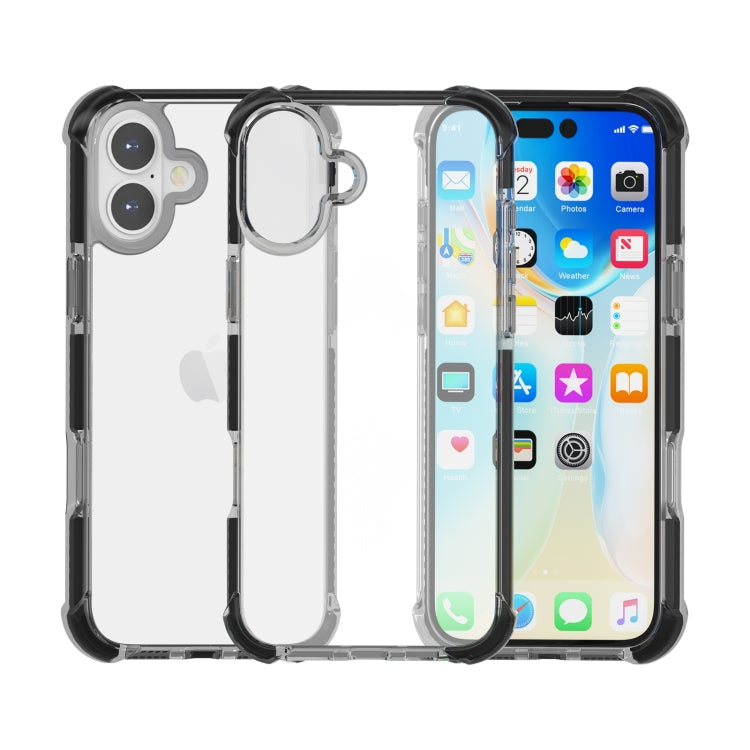 For iPhone 16 Plus Four-corner Shockproof TPU + Acrylic Phone Case(Black)